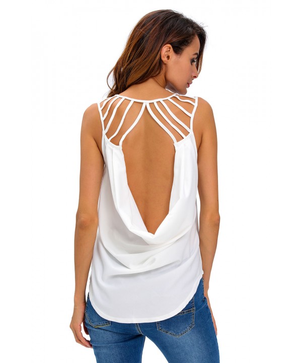 White Cut out Draped Back Clubwear Top