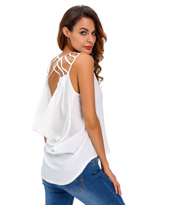 White Cut out Draped Back Clubwear Top