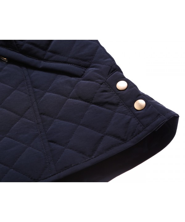 Navy Diamond Plaid Quilted Cotton Jacket