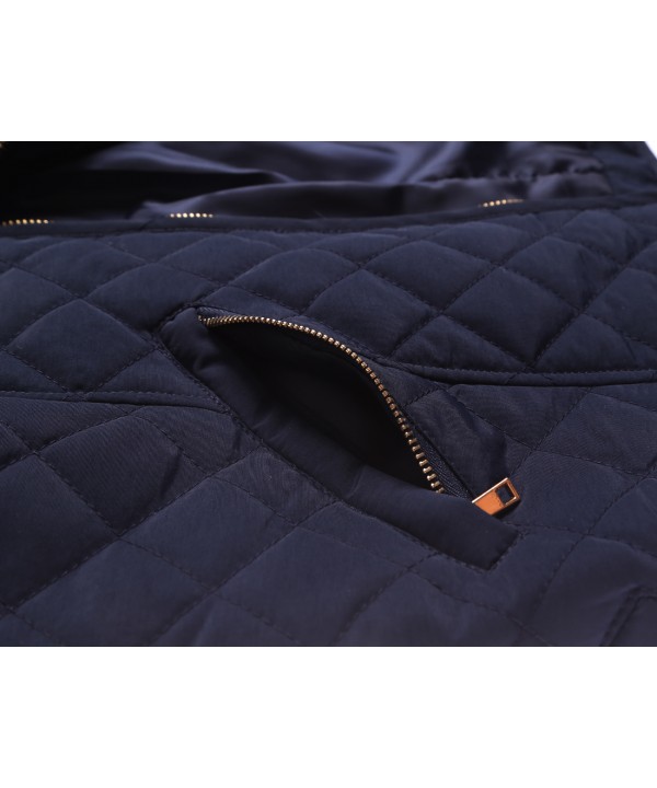 Navy Diamond Plaid Quilted Cotton Jacket