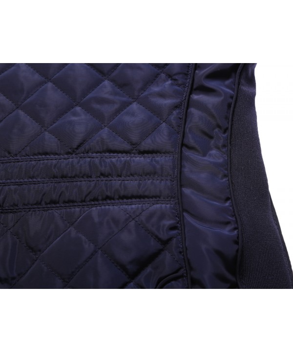 Blue High Neck Diamond Cotton Quilted Vest Coat