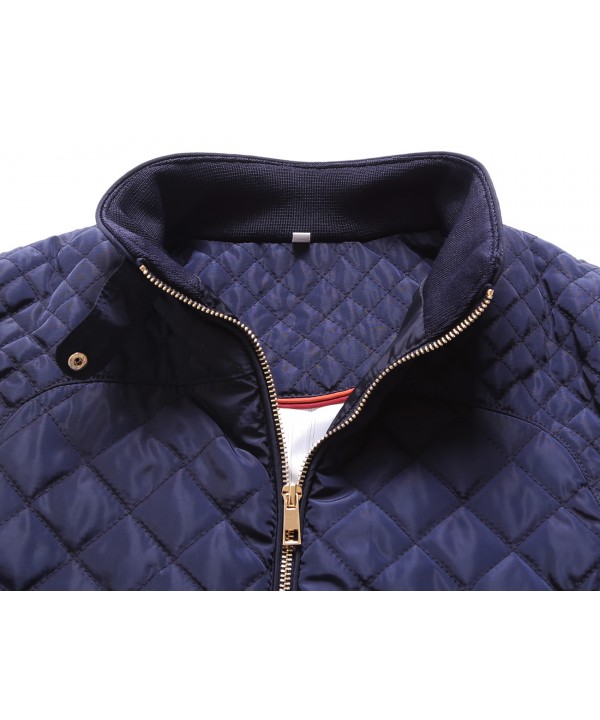 Blue High Neck Diamond Cotton Quilted Vest Coat