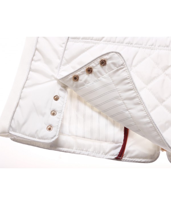 White High Neck Diamond Cotton Quilted Vest Coat