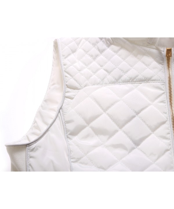 White High Neck Diamond Cotton Quilted Vest Coat