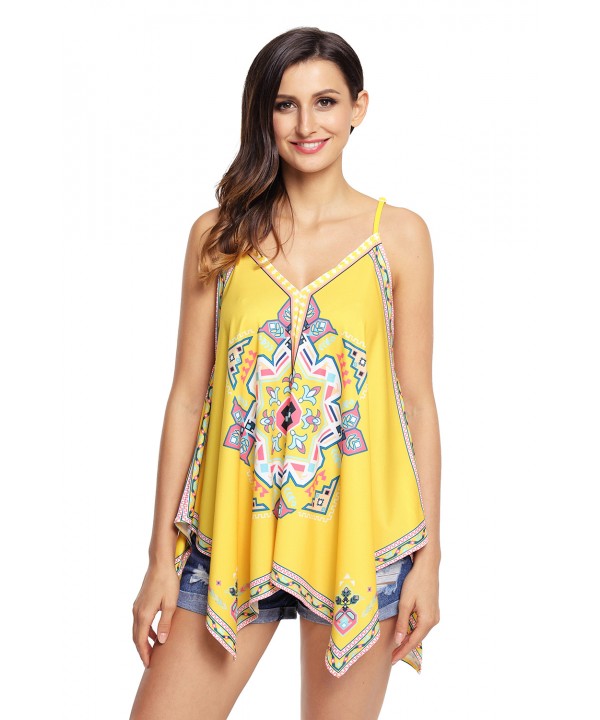 Yellow Tribal Print Summer Holiday Tank Top