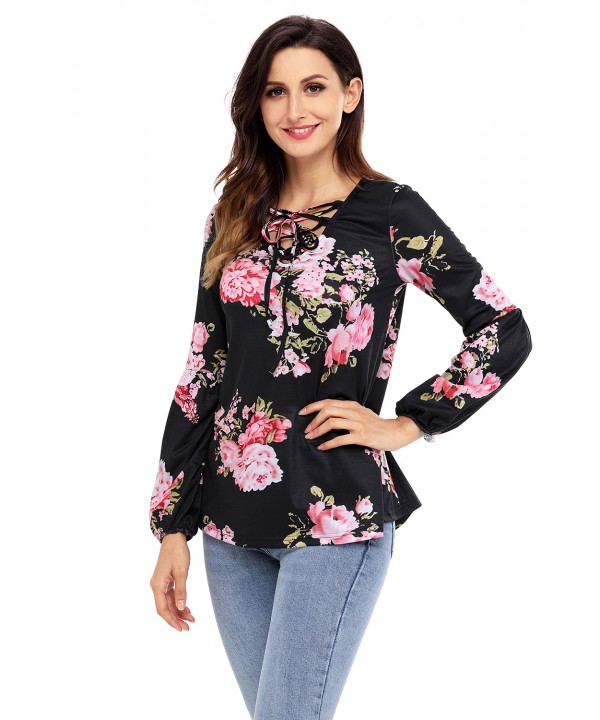 Black Floral Criss Cross Long Sleeve Top