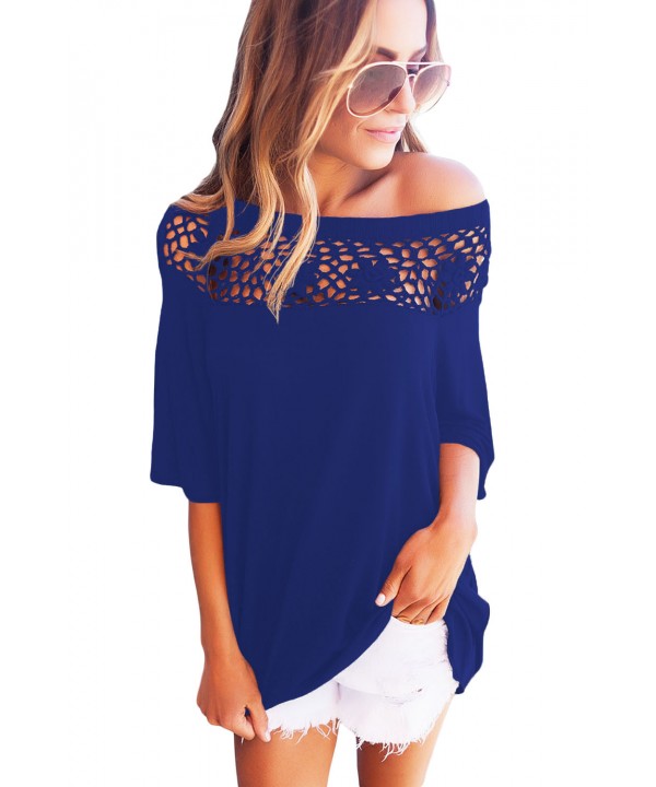 Royal Blue Crochet Neckline Top