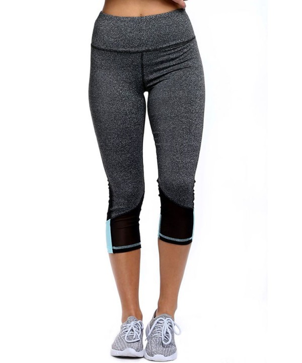 Blue Patch Mesh Accent Charcoal Active Capri Leggings