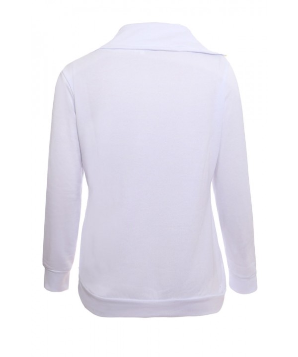 Zip and Piping Trim White Sweatshirt