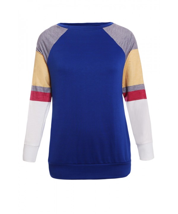 Multicolor Long Sleeve Royal Blue Sweatshirt