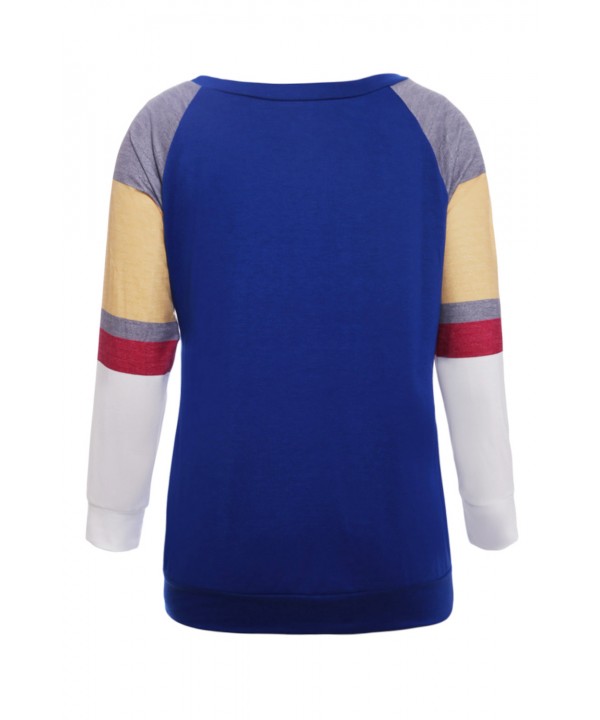 Multicolor Long Sleeve Royal Blue Sweatshirt