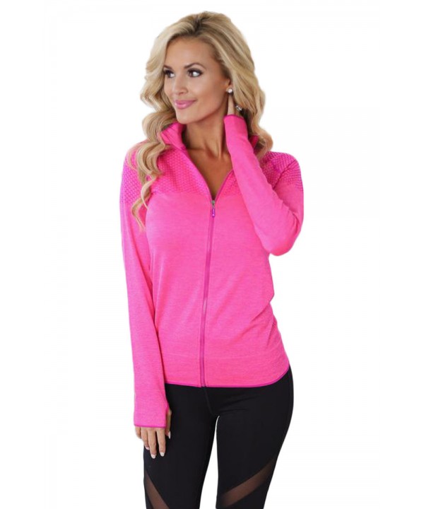 Rosy Atheletic Running Yoga Jacket with Mesh Accent