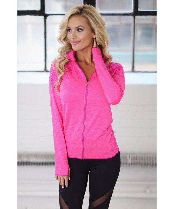 Rosy Atheletic Running Yoga Jacket with Mesh Accent