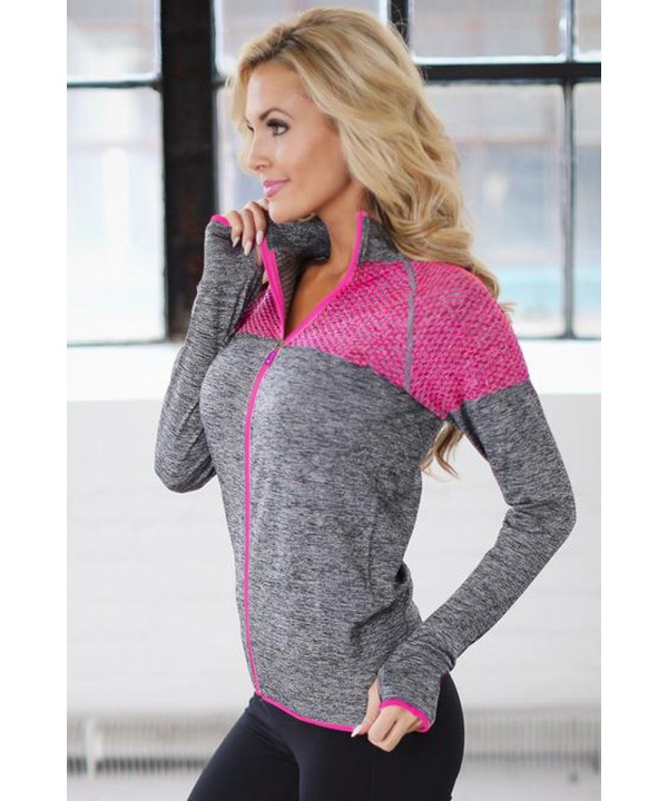 Gray Atheletic Running Yoga Jacket with Mesh Accent