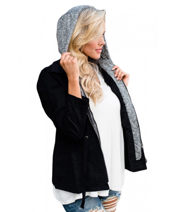 Contrast Hooded Black Hiking Jacket