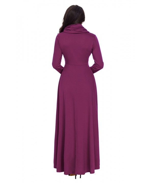 Purple Cow Neck Long Sleeve Maxi Dress