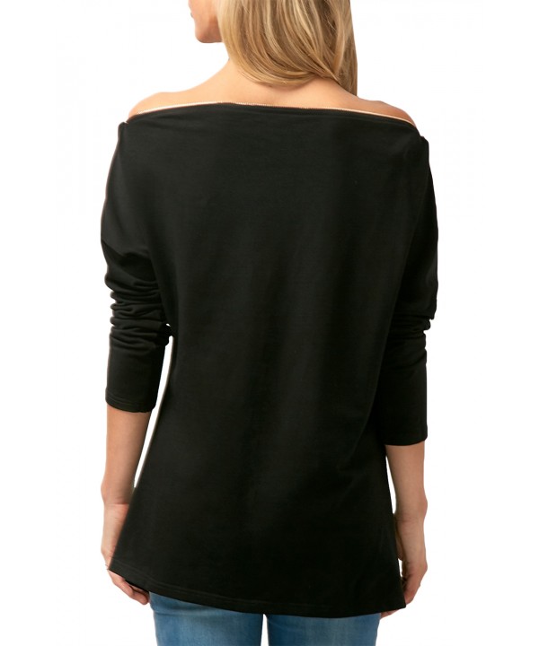 Black Zipper Embellished Asymmetric Hem Blouse