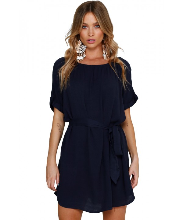 Navy Casual Chic Short Chiffon Dress