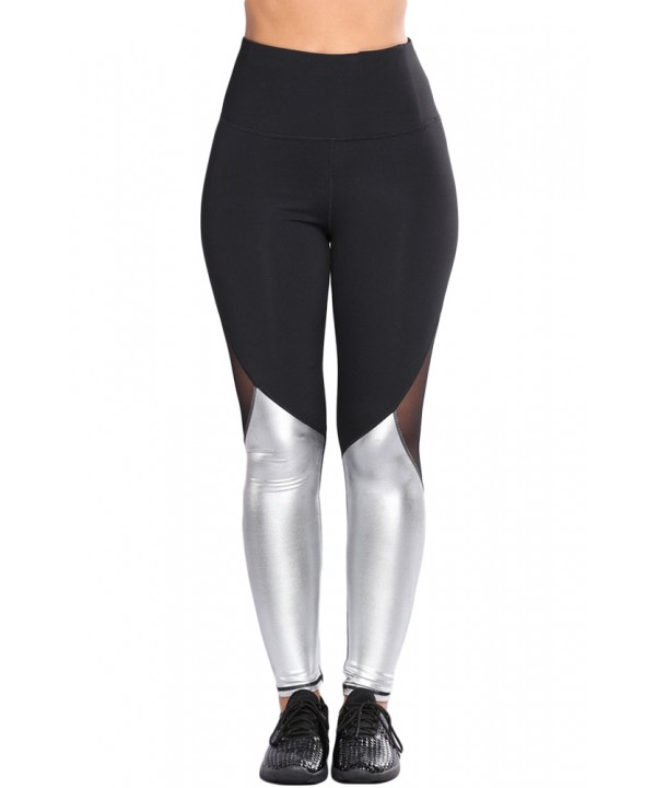 Silver Metallic Bottom Detail Active Stretch Leggings