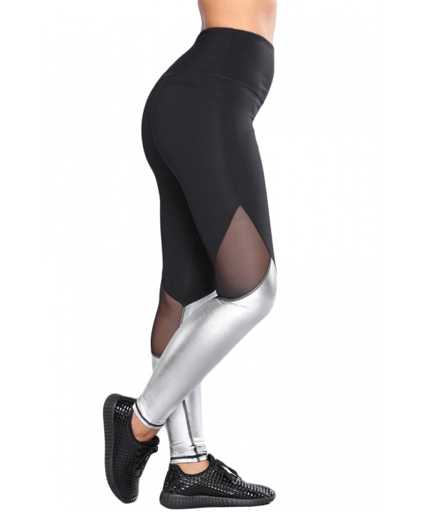 Silver Metallic Bottom Detail Active Stretch Leggings