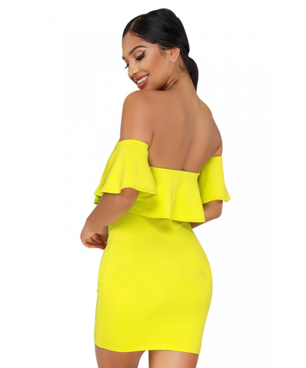 Yellow Off The Shoulder Ruffle Mini Dress