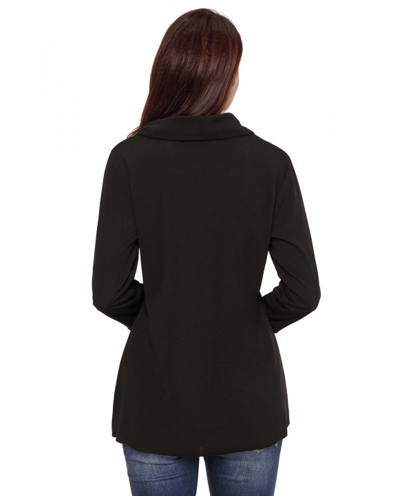 Black Button Detail Asymmetric Cowl Neck Sweatshirt