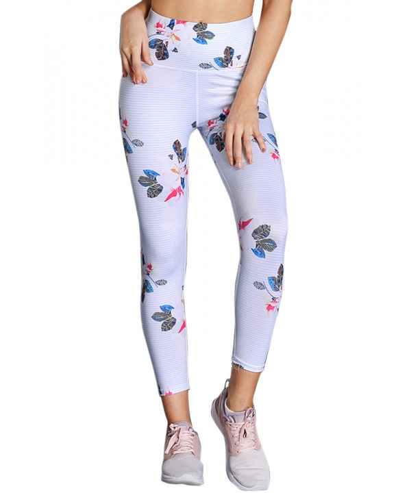 Discrete Print High Waist Sport Leggings in White