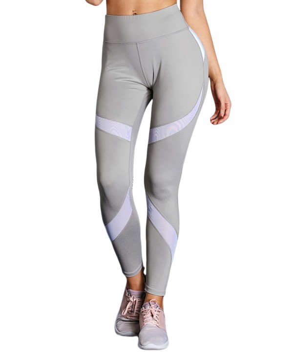 Gray High Waist Sport Yoga Pants with Colorblock