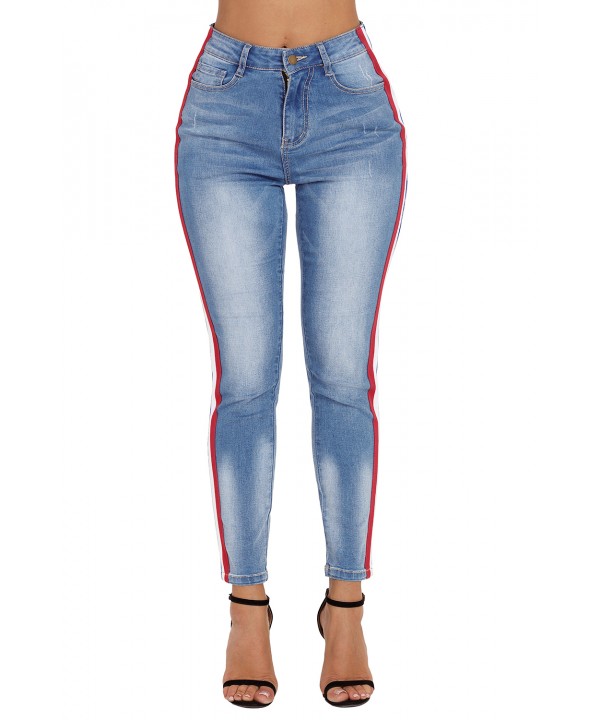 Rainbow Racer Striped Blue Skinny Jeans