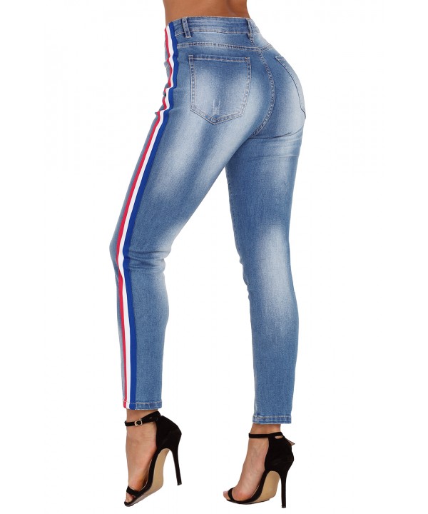 Rainbow Racer Striped Blue Skinny Jeans