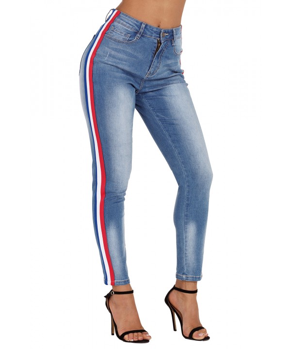 Rainbow Racer Striped Blue Skinny Jeans