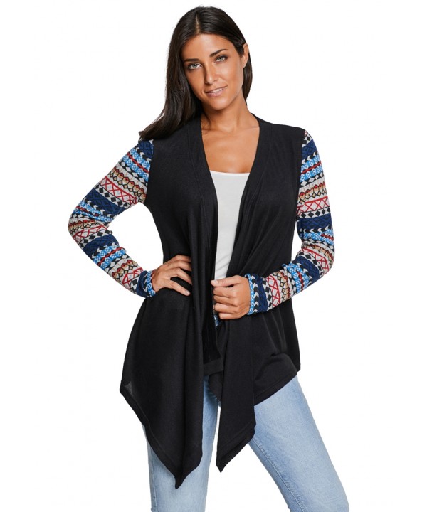 Black Waterfall Patchwork Long Sleeve Oversize Coat