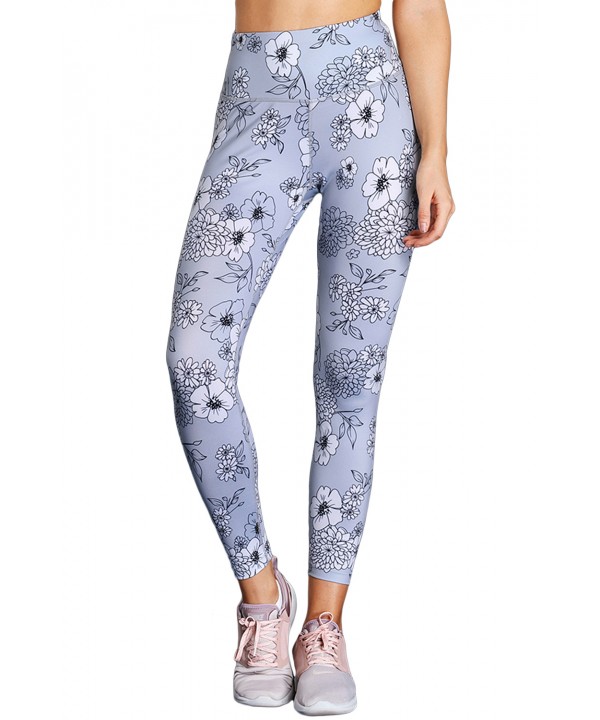 Gray Floral Print Allover High Waist Leggings