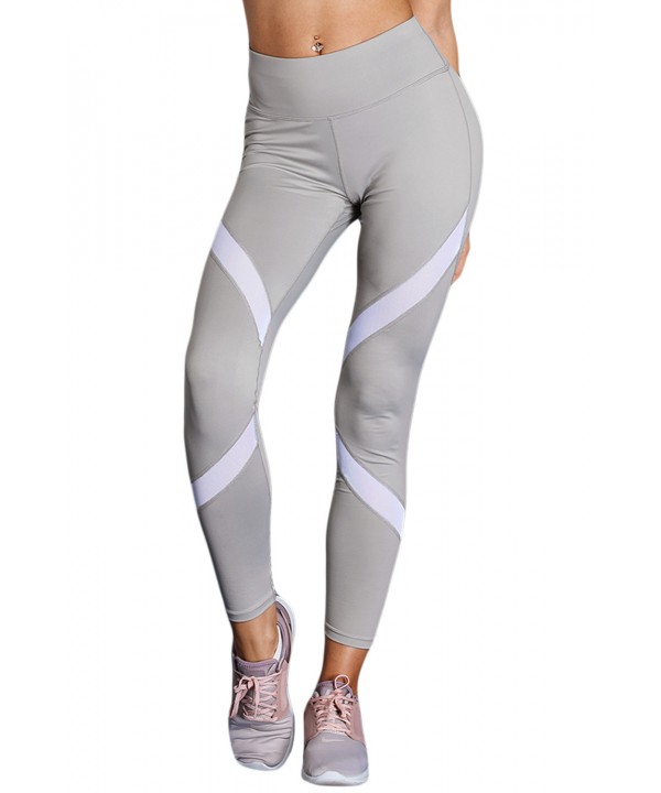 White Gray Patchwork High Waist Gym Leggings