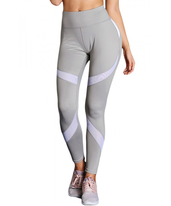 White Gray Patchwork High Waist Gym Leggings