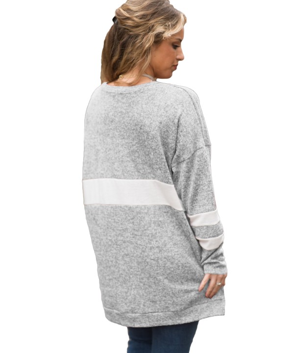 Gray V Neck Chunky Stripe Sweatshirt