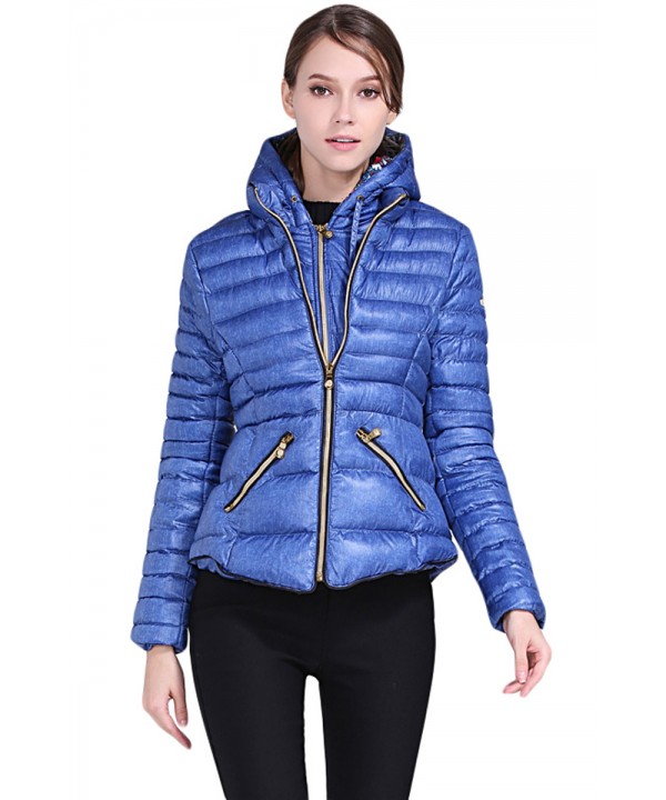 Blue Hooded Cotton Jacket with Zipped Pockets