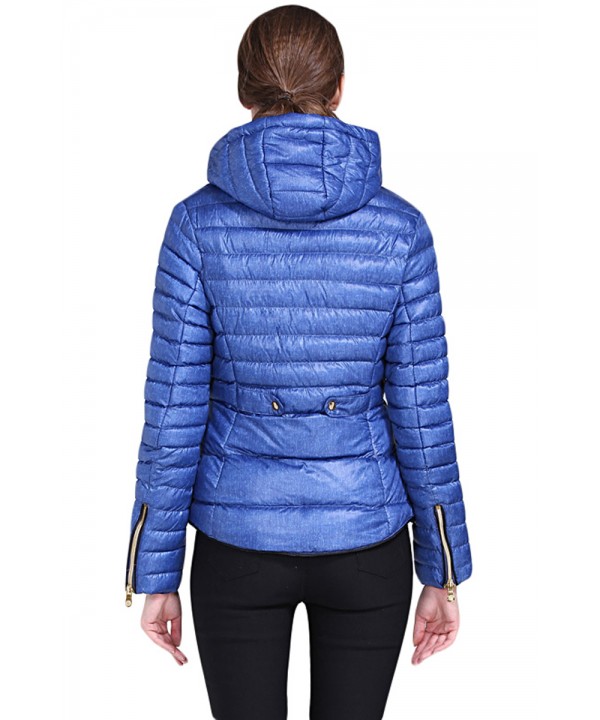 Blue Hooded Cotton Jacket with Zipped Pockets