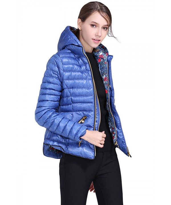 Blue Hooded Cotton Jacket with Zipped Pockets