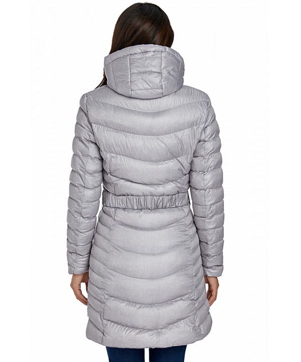 Gray Hooded Longline Winter Coat with Belt