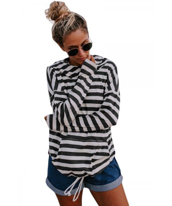 Black Kangaroo Pocket Striped Hoodie