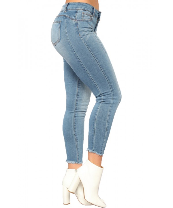 Light Blue Wash Triple Seam Detail Ankle Jeans