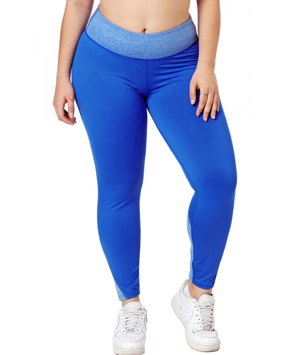 Royal Blue Heathered Splice Plus Size Yoga Pants